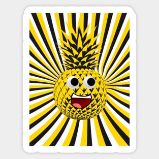 Funny Pineapple Cartoon Character Sticker